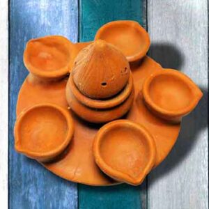 Five Diya Set – Terracotta